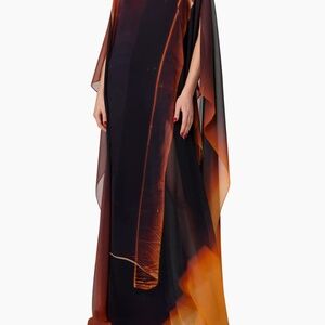 Akris Silk Georgette Tube Print Caftan Gownp size 14